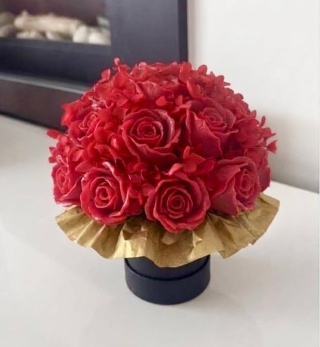 Czerwone róże - mini flowerbox z wosku sojowego
